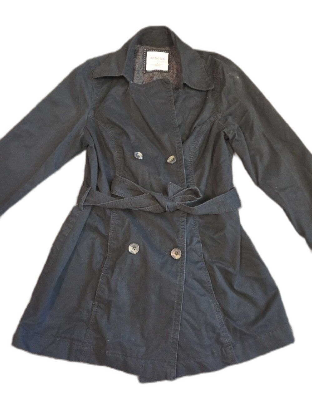 Sonoma Women’s Black Trench Coat with Belt